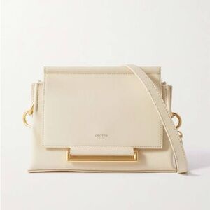 Oroton Elm Leather Shoulder Bag - Ivory and Gold